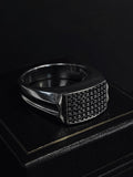 Sterling Silver Pave-Set Black CZ Signet Ring